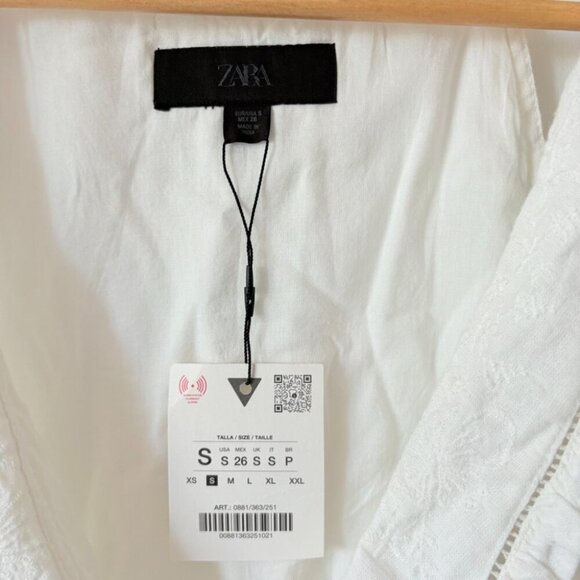 Zara Peter Pan Collar Linen Blend Short Dress NWT White Size Small - Picture 7 of 9